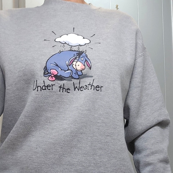 Vintage Disney Store Eeyore Sweatshirt Sz. Med. "Under the Weather" Comfy Soft - Picture 4 of 14